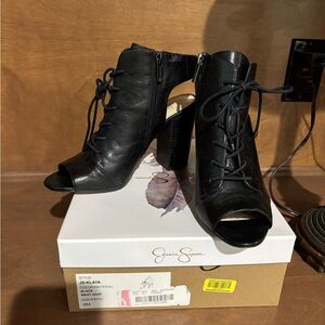 Jessica Simpson Black Heeled Lace-Up Boots
